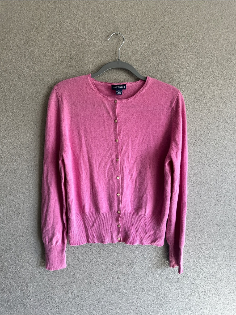 Vintage Cashmere Ann Taylor Pink Cardigan Sweater XL